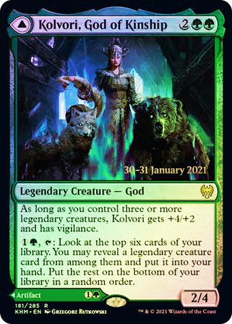 Kolvori, God of Kinship // The Ringhart Crest   [Kaldheim Prerelease Promos] | PLUS EV GAMES 